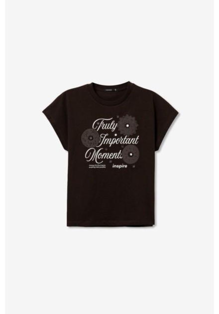 Camiseta Tiffosi Polka marron flores Camiseta Tiffosi Polka marron flores