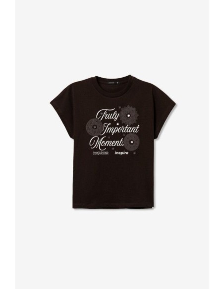 Camiseta Tiffosi Polka marron flores