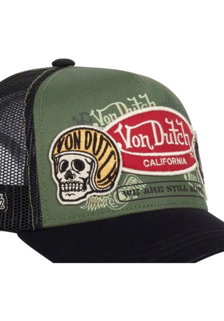 Gorra Von Dutch Patches 05 verde+negra rejilla