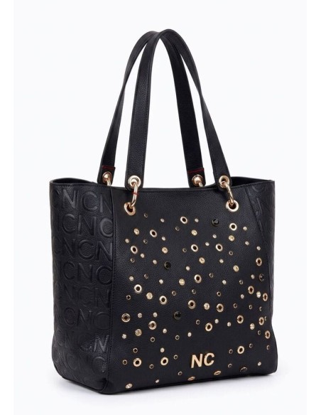 Bolso Noco tote cristales negro grande