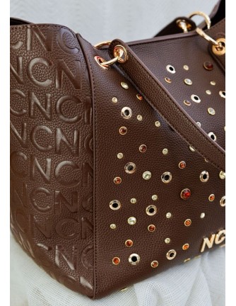 Bolso Noco tote cristales marrón 2