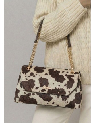 Bandolera Noco solapa animal print Vaca