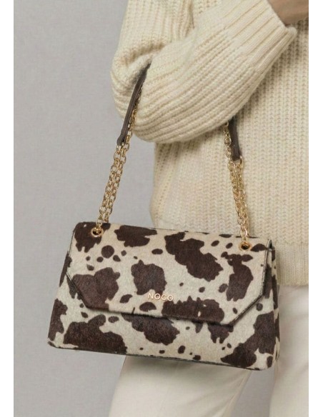 Bandolera Noco solapa animal print Vaca