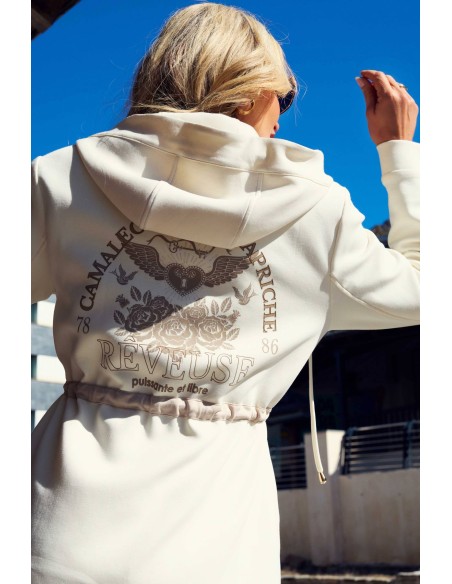 Chaqueta Summitra Camaleónica by Capriche, capucha crudo con estampado Rêveuse