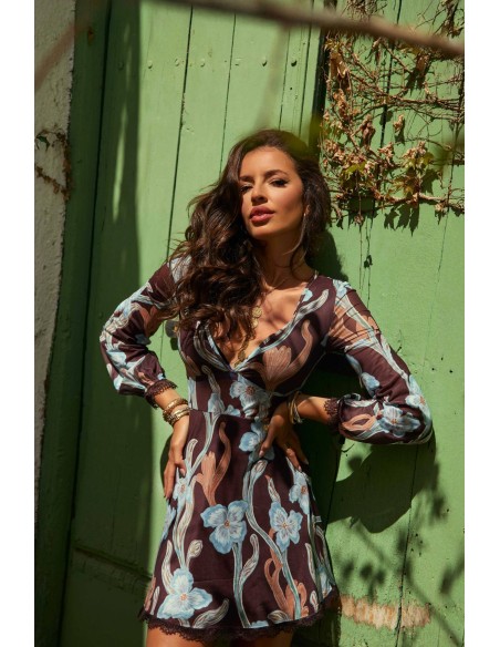Vestido Flintor Camaleónica by Capriche, corto floral, vista trasera
