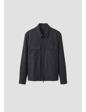 Chaqueta Antony Morato negra Portland combinada con camisa estampada, modelo de frente 2
