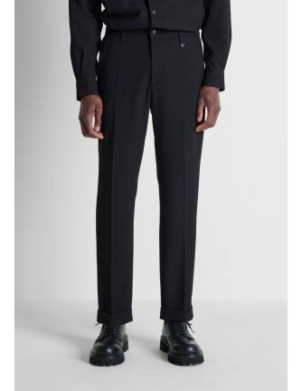 Pantalón Antony Morato negro Boris con dobladillo, modelo de frente