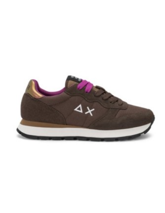 Sneakers Sun 68 Ally Solid marrón con cordones fucsia, vista lateral