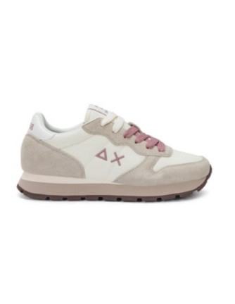 Sneakers Sun 68 Ally Solid blanco crema con cordones rosa, vista lateral