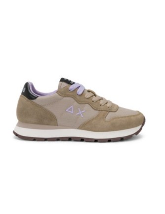 Sneakers Sun 68 Ally Solid beige oscuro con cordones lila, vista lateral