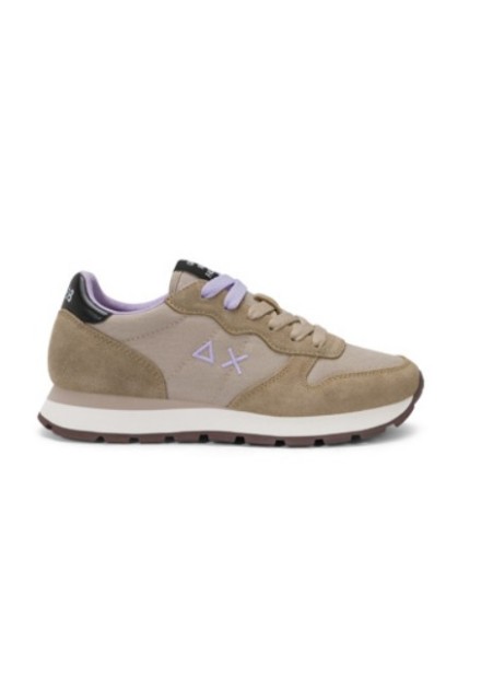 Sneakers Sun 68 Ally Solid beige oscuro con cordones lila, vista lateral Sneakers Sun 68 Ally Solid beige oscuro con cordones lila, vista lateral