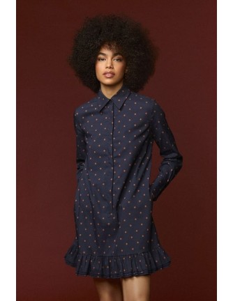 Vestido Minueto Star estampado estrellas azul marino - vista frontal modelo
