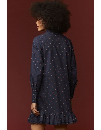 Vestido Minueto Star estampado estrellas azul marino - vista frontal modelo 2