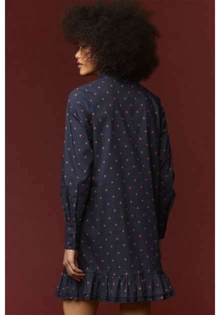 Vestido Minueto Star estampado estrellas azul marino - vista espalda