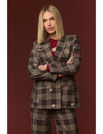 Chaqueta Minueto Westminster cuadros con parches bordados - vista frontal modelo