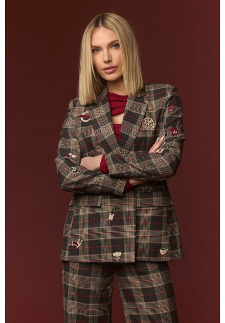 Chaqueta Minueto Westminster cuadros con parches bordados - vista frontal modelo Chaqueta Minueto Westminster cuadros con parches bordados - vista frontal modelo