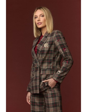 Chaqueta Minueto Westminster cuadros con parches bordados - vista frontal modelo 2