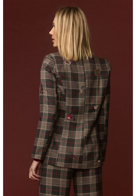 Chaqueta Minueto Westminster cuadros con parches bordados - vista espalda Chaqueta Minueto Westminster cuadros con parches bordados - vista espalda