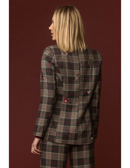 Chaqueta Minueto Westminster cuadros con parches bordados - vista espalda