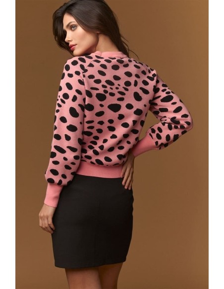 Falda Minueto Pop negra mini con ojales metálicos - vista espalda