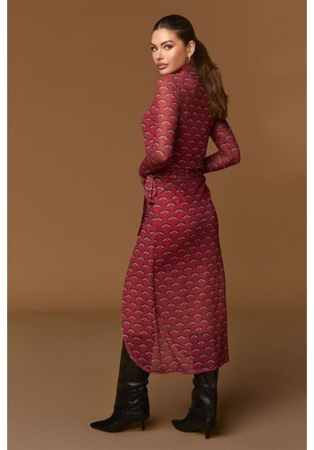 Vestido Minueto Dragonfly rojo estampado libélulas - vista espalda