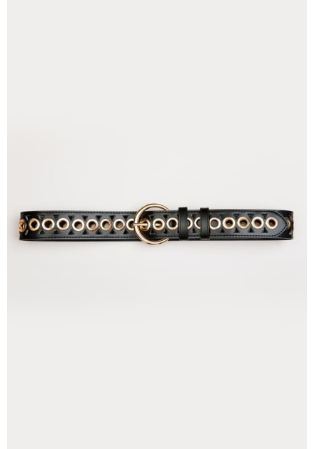 Cinturón Minueto Boho negro con ojales dorados Cinturón Minueto Boho negro con ojales dorados