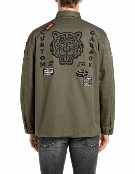 Chaqueta Replay kaki - vista trasera