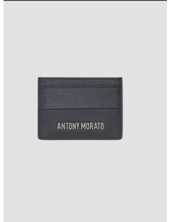 Billetero Antony Morato en piel negra con logo grabado