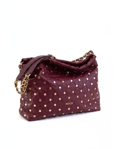 Bolso Noco saco soft tachuelas granate cadena dorada