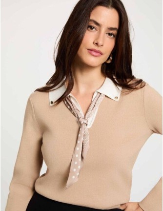 Jersey Morgan Mcil beige detalle pañuelo