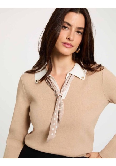 Jersey Morgan Mcil beige detalle pañuelo Jersey Morgan Mcil beige detalle pañuelo