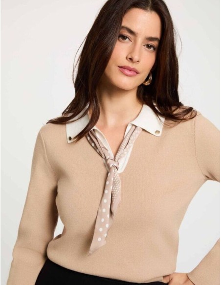 Jersey Morgan Mcil beige detalle pañuelo