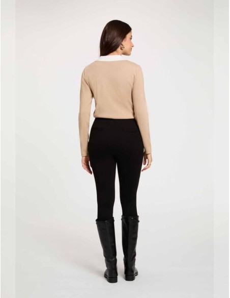 Jersey Morgan Mcil beige detalle pañuelo cuello blanco