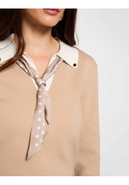 Jersey Morgan Mcil beige detalle pañuelo estampado Jersey Morgan Mcil beige detalle pañuelo estampado