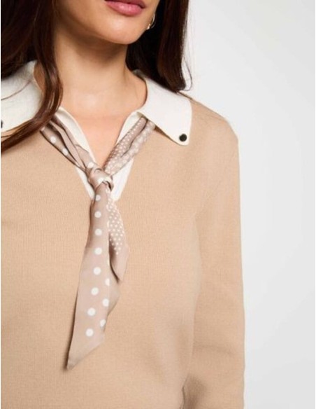 Jersey Morgan Mcil beige detalle pañuelo estampado