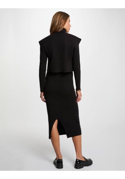Vestido Morgan Rmilor negro de punto de canalé Vestido Morgan Rmilor negro de punto de canalé