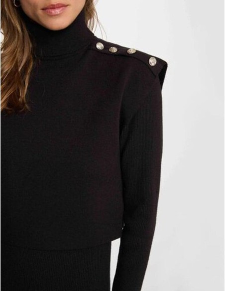 Vestido Morgan Rmilor negro de punto cuello alto