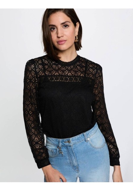 Camiseta Morgan Tyriel negra encaje Camiseta Morgan Tyriel negra encaje