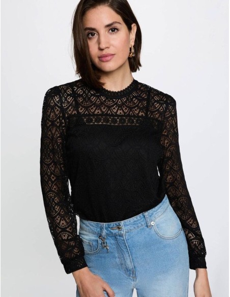 Camiseta Morgan Tyriel negra encaje