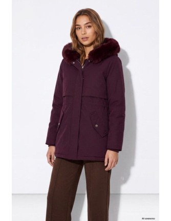 Chaqueta Tiffosi Siren granate capucha pelo