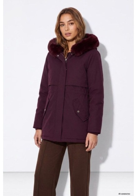 Chaqueta Tiffosi Siren granate capucha pelo