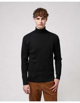 Jersey de cuello vuelto Gianni Lupo negro con punto texturizado
