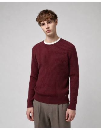 Jersey Gianni Lupo granate de cuello redondo con punto gofre