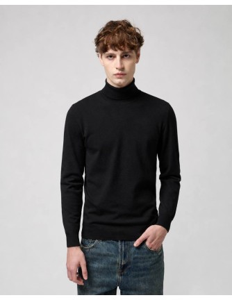 Jersey de cuello vuelto Gianni Lupo negro de punto liso para hombre