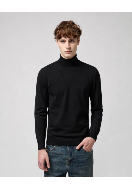 Jersey de cuello vuelto Gianni Lupo negro de punto liso para hombre Jersey de cuello vuelto Gianni Lupo negro de punto liso para hombre