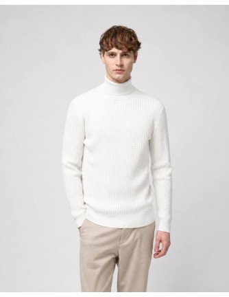 Jersey de cuello vuelto Gianni Lupo beige con punto texturizado