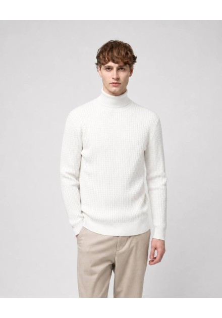 Jersey de cuello vuelto Gianni Lupo beige con punto texturizado Jersey de cuello vuelto Gianni Lupo beige con punto texturizado