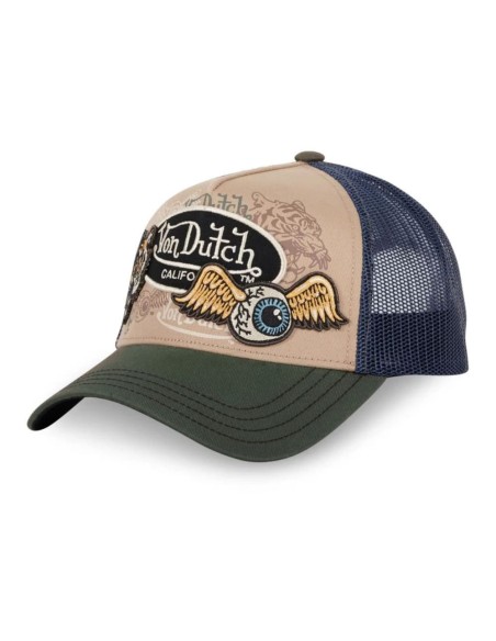 Gorra Von DutchPatches 07 beig visera verde