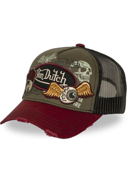 Gorra Von Dutch Patches 17 verde visera granate Gorra Von Dutch Patches 17 verde visera granate