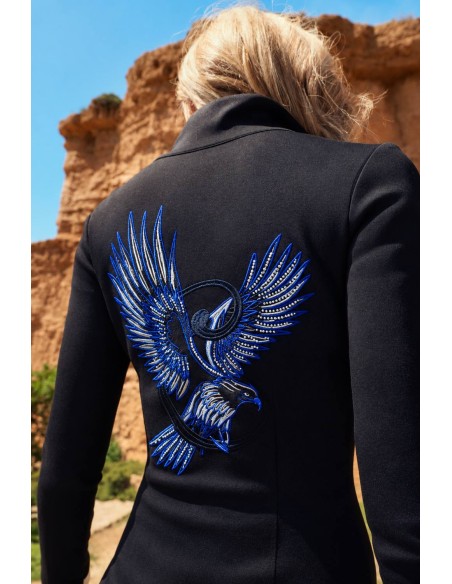 Vestido Falcon Camaleónica by Capriche negro con bordado de águila - imagen 9